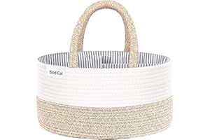 Baby Diaper Caddy Organizer - 100% Cotton Rope Nursery Diaper Storage Basket Diaper Storage Bin for Diaper Wipes Baby Essenti