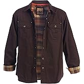 Gioberti Men's 100% Cotton Brushed and Soft Twill Shirt Jacket with Flannel Lining