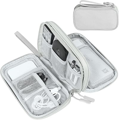 FYY Travel Cable Organiser 2-Layer Waterproof Tech Pouch 8.3 x 5 x 2.6 in M-Grey