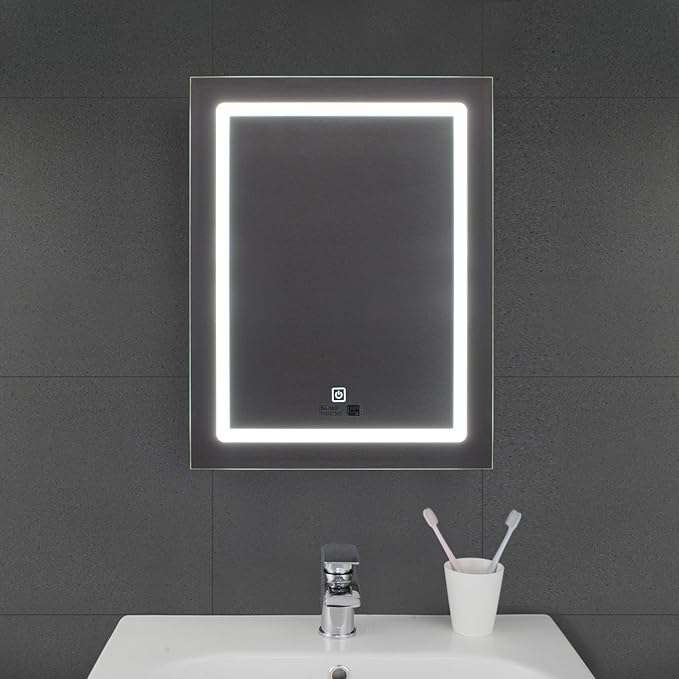 Bathroom Illuminated Mirror with Demister Device Warm & Cold LED Light Adjustable Shaver