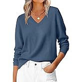 ANRABESS Womens Long Sleeve V Neck Sweaters 2025 Fall Casual Classic Soft Loose Fit Basic Pullover Jumper Top