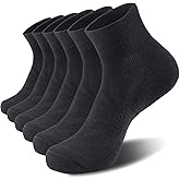 Lapulas 6 Pack Men's Ankle Socks with Cushion, Cotton Quarter Socks for Sport Training Running