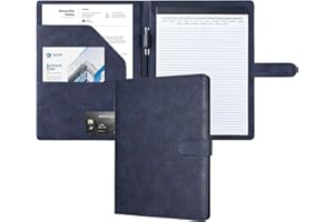 Mymazn Padfolio Portfolio Folder, Faux Leather Interview Resume Folder with Document Organizer & Business Card Holder, Letter