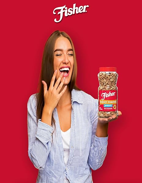 FISHER SNACK HONEY ROASTED DRY ROASTED PEANUTS, 14 OUNCES, MADE WITH REAL HONEY, 100% RECYCLABLE