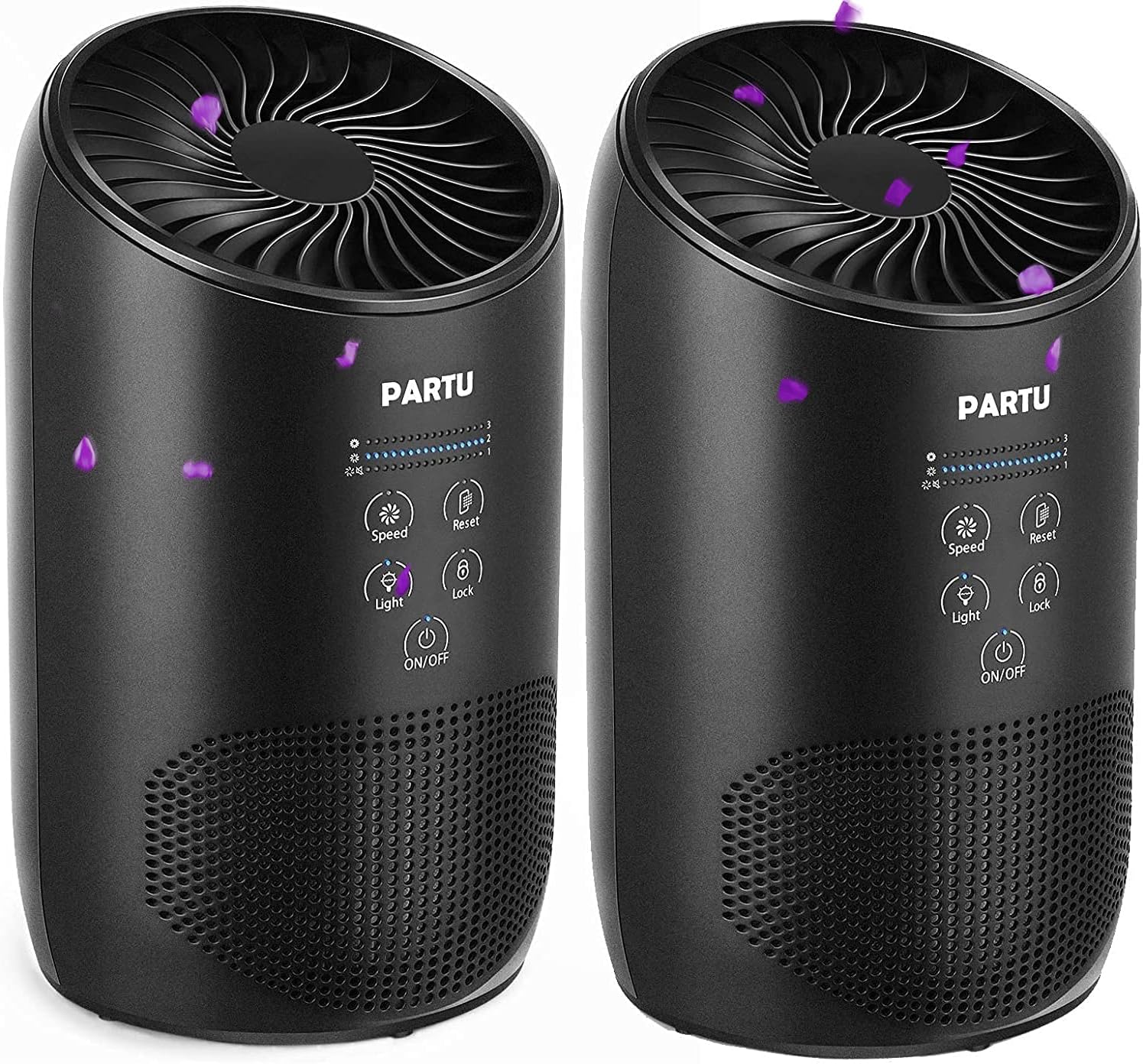 PARTU HEPA Air Purifier - Smoke Air Purifiers for Home with Fragrance Sponge - 100% Ozone Free, Lock Set, Eliminates Smoke, Dust, Pollen, Pet Dander, (Available for California)-2 Pack