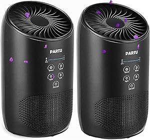 PARTU HEPA Air Purifier - Smoke Air Purifiers for Home with Fragrance Sponge - 100% Ozone Free, Lock Set, Eliminates Smoke, Dust, Pollen, Pet Dander, (Available for California)-2 Pack