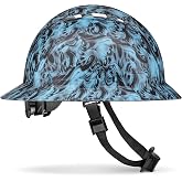 ACERPAL Full Brim Vented Tattoo/Skull Design Matte Finish OSHA Construction Hard Hat with 6-Point Suspension