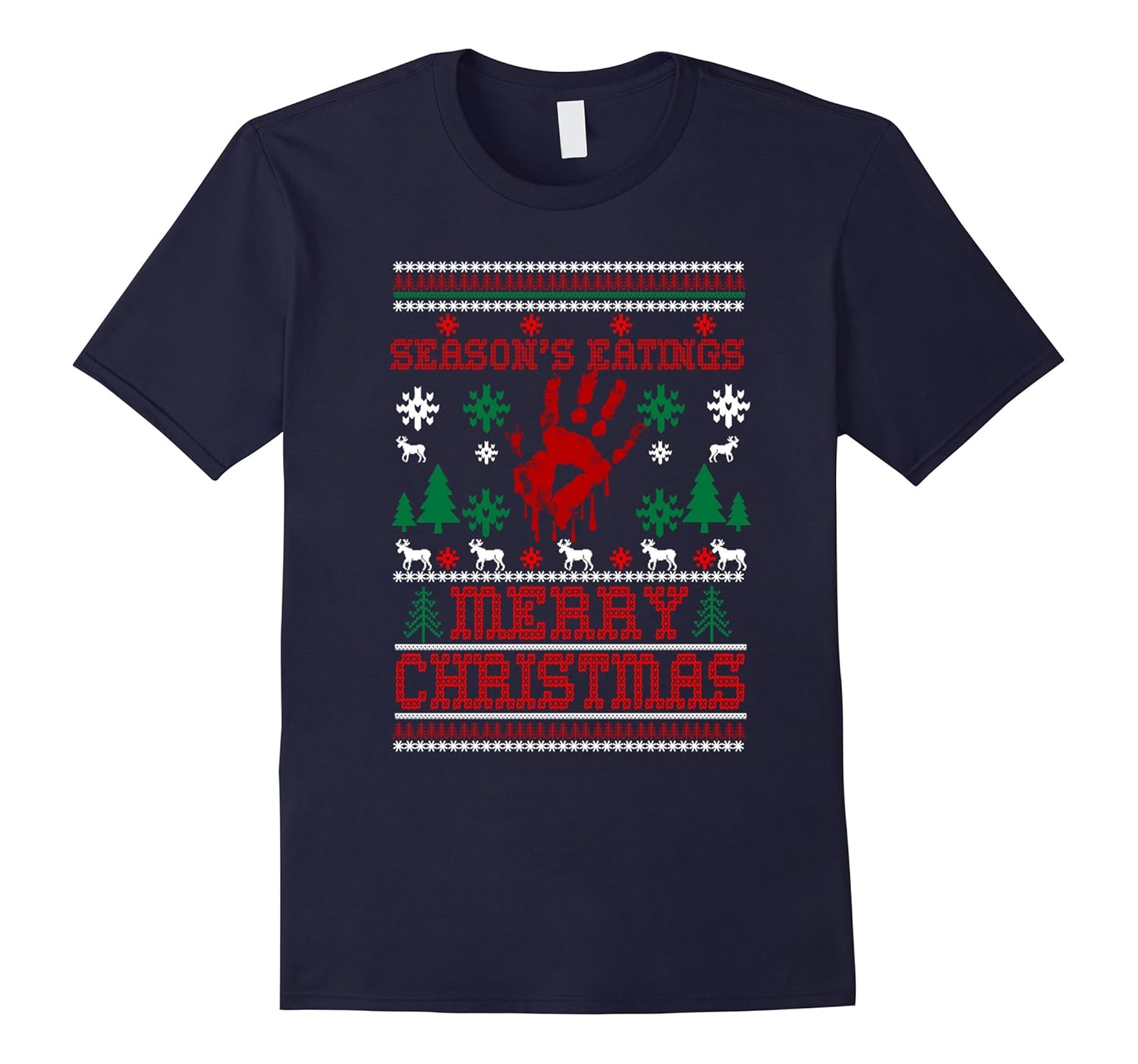 Happy Christmas T-Shirt Ugly Sweater Zombie Funny Holiday-ANZ