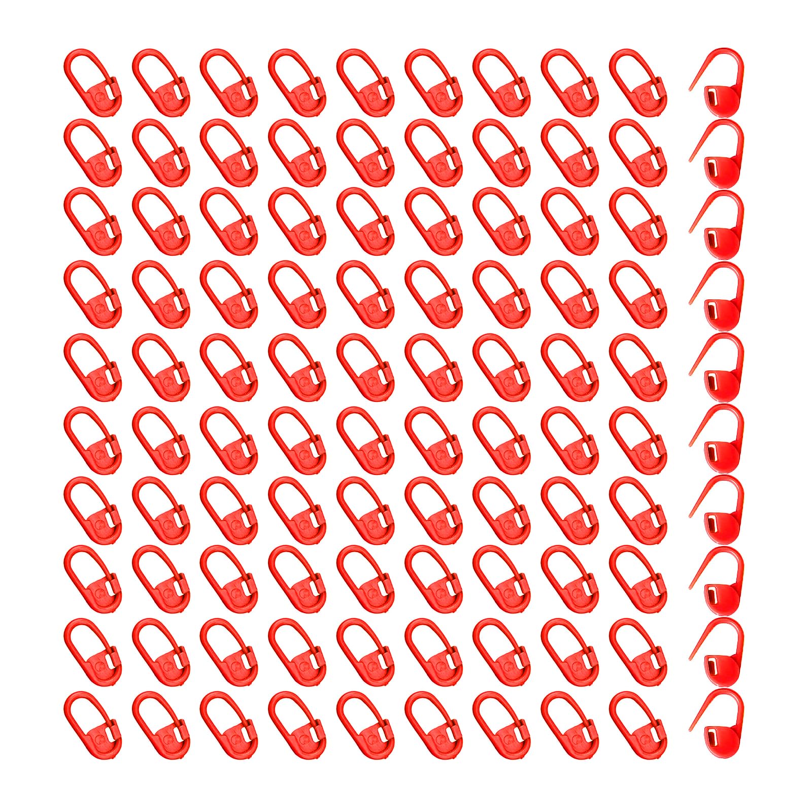 Leliafleury 100Pcs Stitch Markers Crochet Knitting Markers Crochet Locking Stitch Markers Clips for Sewing Knitting DIY Handmade Crafts (Red)