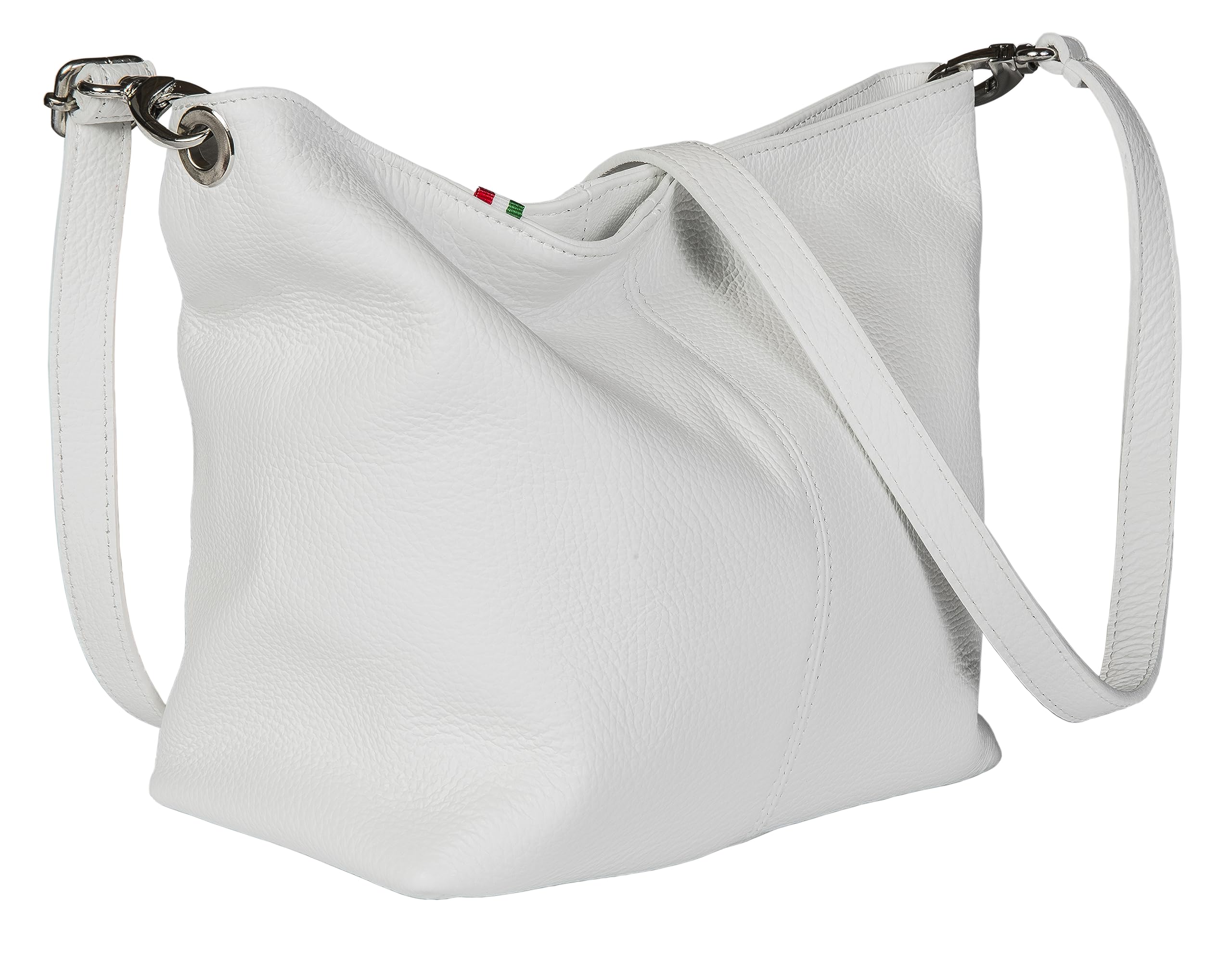 LiaTalia Womens Shoulder Bag - Soft Grained Leather - Medium Size Hobo Handbag Purse Made with 100% Italian Leather - Adal [White] — image 1