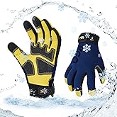 Vgo... 0°C/32°F Winter Pig Leather Work Gloves, Cold Weather Waterproof Safety Work Gloves(PA7726FW)