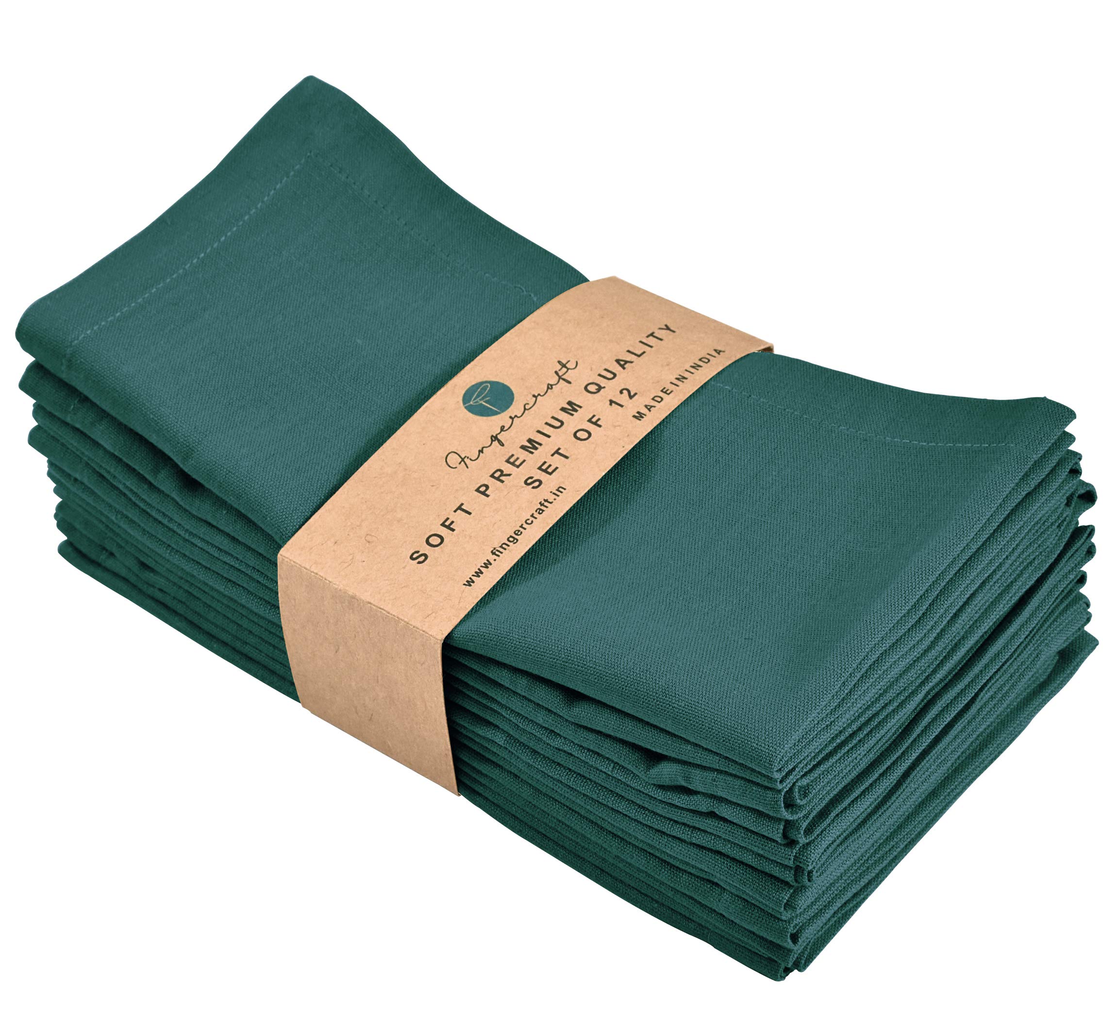 Fingercraft Dinner Cloth Napkins, Cotton Linen Blend Fabric, 12 Pack Easter Special, Mitered Corners for Every Day Use Napkins are Pre Shrunk and Good Absorbency Teal