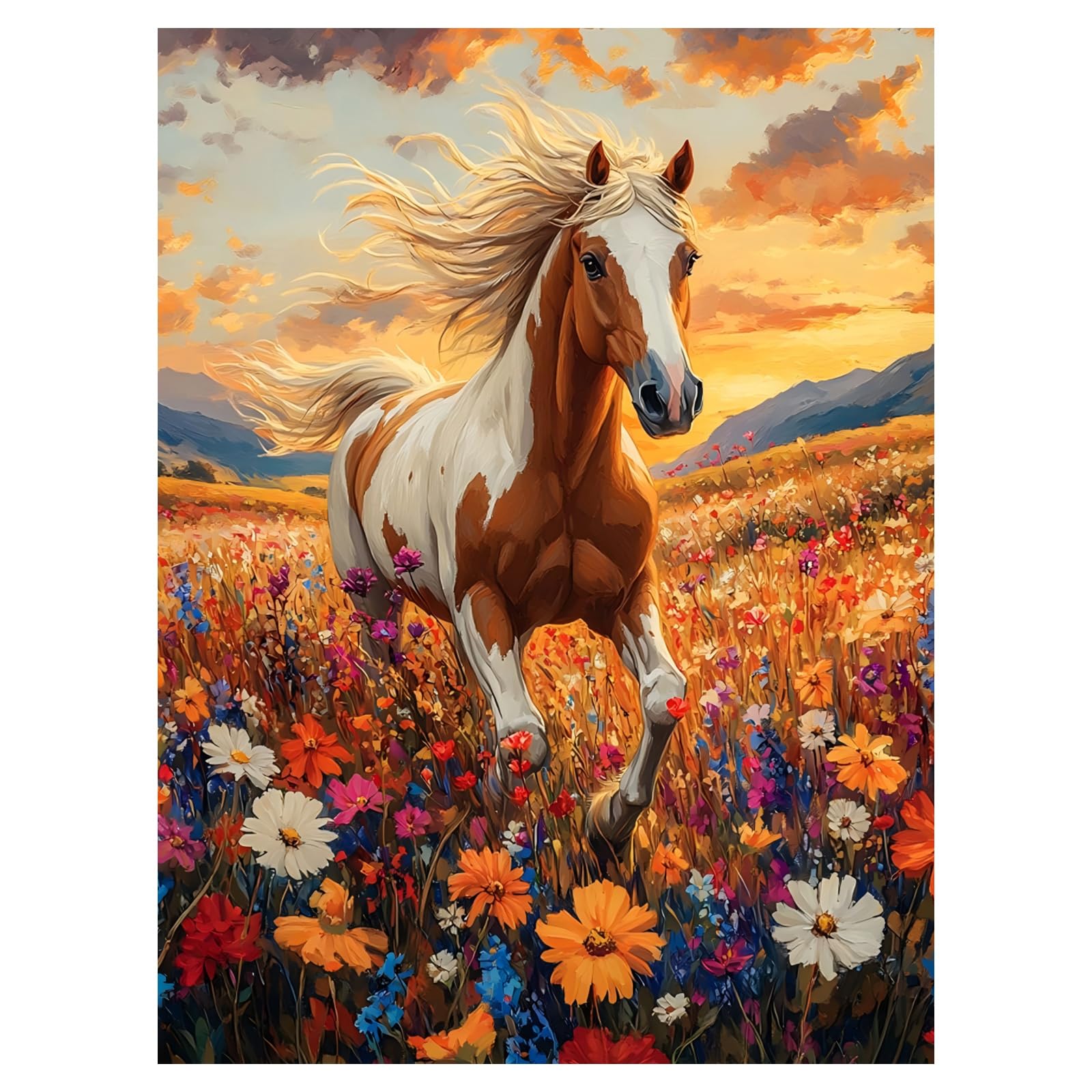 Xobers art Paint by Numbers for Adults, Horse Paint by Numbers, DIY Acrylic Adult Painting by Numbers Kits Canvas for Gifts and Home Decor 30x40cm/12x16Inch