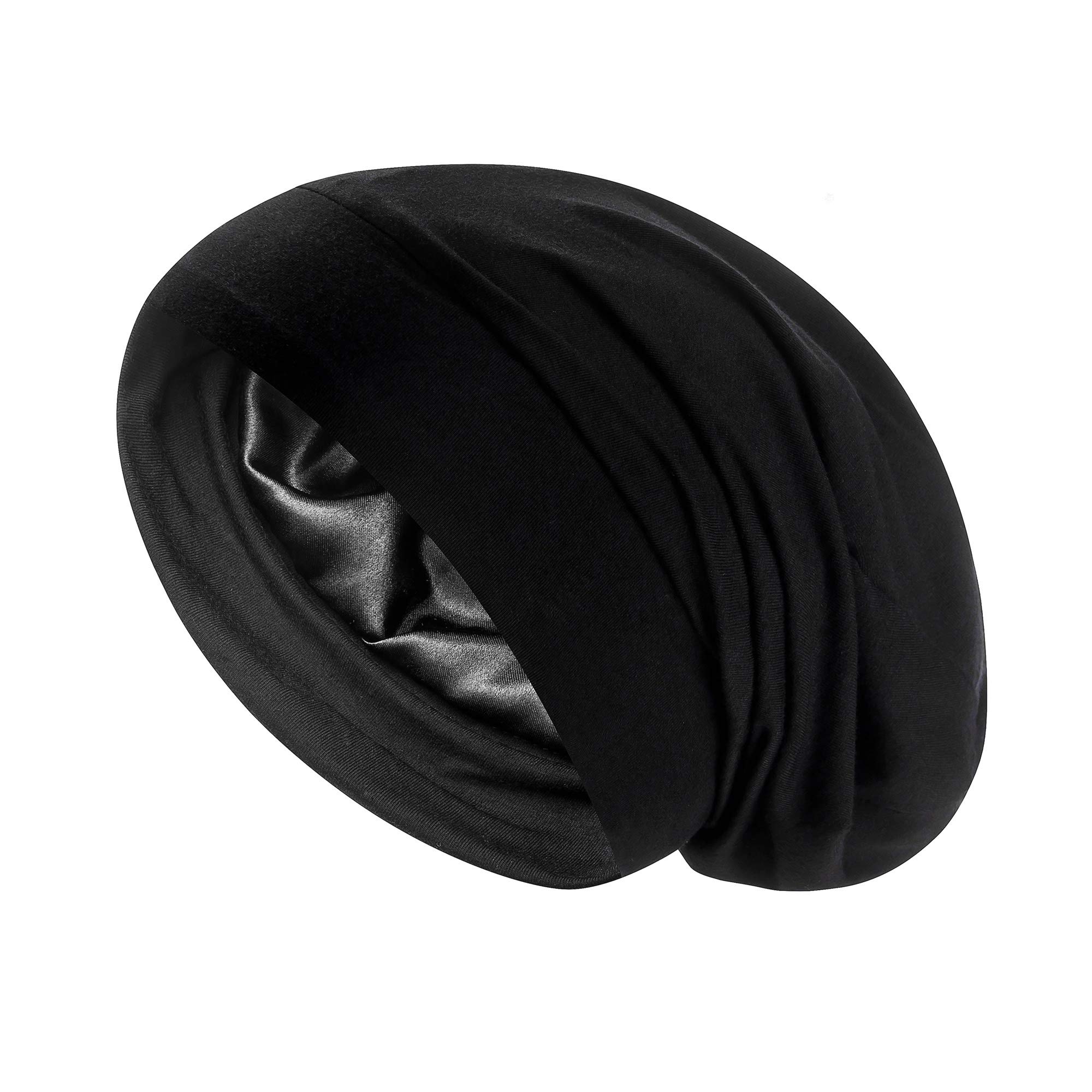 Satin Bonnet Sleep Cap Hair Cover Bonnet Satin Lined Slouchy Beanie Silk Lined Night Sleeping Hat - Adjustable for Frizzy Natural Curly Hair