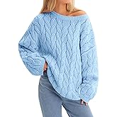Cicy Bell Womens Oversized Cable Knit Sweaters Long Sleeve Crewneck Chunky Loose Fit Pullover Tops