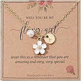 Initial A-Z Letter Necklace for Flower Girl,14K Personalized Proposal Gifts for Flower Girl On Wedding Bridal Shower Party