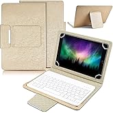 DETUOSI Universal 10.1 inch Android Tablet Case with Keyboard, Removable Wireless Bluetooth Keyboard + PU Leather Folio Book Cover + Stand, Travel Portable Sleeve for iOS/Android/Windows System Tablet