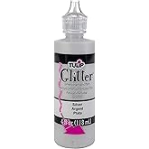 Tulip Puff Fabric Paint, Permanent Craft Paint for Clothes, DIY Projects, Notoxic, 4 fl oz, Glitter Silver
