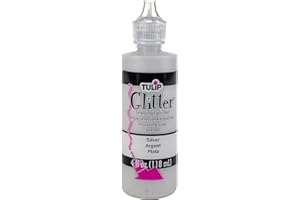 Tulip Puff Fabric Paint, Permanent Craft Paint for Clothes, DIY Projects, Notoxic, 4 fl oz, Glitter Silver