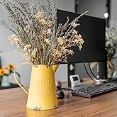 APSOONSELL Yellow Metal Flower Vase Vintage Jug Pitcher Shabby Chic Decor Rustic Farmhouse Kitchen Decor for Home