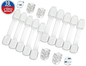 2 Baby Safety Locks Cabinet Fridge Drawer Table Corner Guards 4