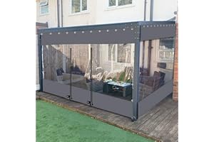 Transparent Outdoor Curtain Pergola Side Panels with Roller Blind PVC Waterproof Dust-Proof Rainproof Tarp for Balcony, Custo