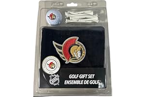 CaddyPro NHL Ottawa Senators Golf Gift Set with Golf Ball, Metal Ball Marker, Tees and Towel, Black and Red, Official License