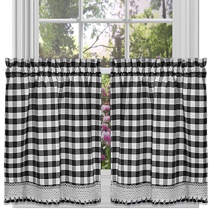 Sweet Home Collection Cotton Decorative Buffalo Check Design, 36, Black/White