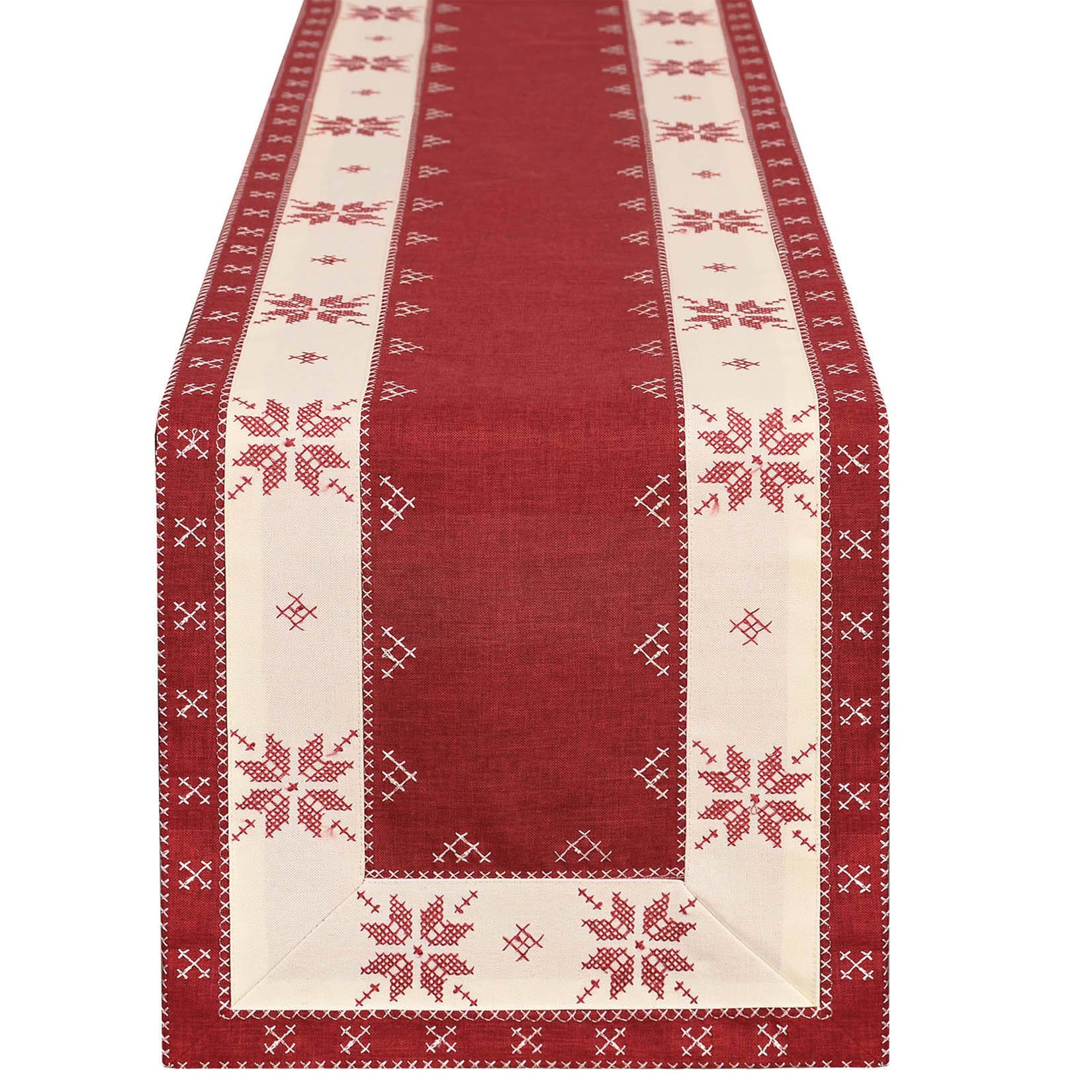 Grelucgo Embroidered Christmas Holiday Snowflake Table Runner, Rectangular 14 x 69 Inch