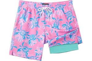 SURF CUZ Mens Swim Trunks with Compression Liner Swim Shorts 7" Swimming Trunks Stretch 7 Inch Swim Suits Quick Dry