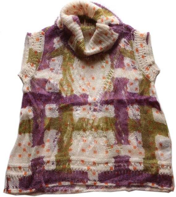 Amazon シルク モヘア タートルネック ニット 半袖 レディース パープル セーター 通販