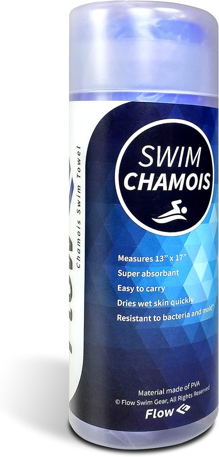 Flow Swim Chamois - Quick Dry Towel for Swimming, Diving, Triathlons, and Other Water Sports (Blue): Kitchen & Dining