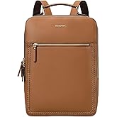 BOSTANTEN Leather Backpack 15.6 inch Laptop Bag Travel Casual Computer Backpack College Business Work Shoulder Bags with Trolley Sleeve for Women Men Brown