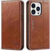 SHIELDON Case for iPhone 13 Pro 5G, Genuine Leather Folio Wallet Magnetic Shock Absorbing Case RFID Blocking Credit Card Holder Kickstand Compatible with iPhone 13 Pro 6.1" - Retro Brown