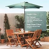 VonHaus Parasol 2M Garden Umbrella with Tilt Hand Crank UV30+ Dark Green view 3