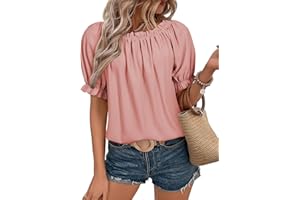 EVALESS Tops Off The Shoulder Blouses for Women Dressy Casual Cute Puff Sleeve T Shirts Fashion 2026