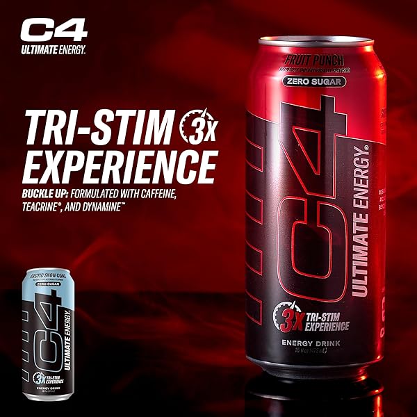 C4 ULTIMATE SUGAR FREE ENERGY DRINK 16OZ (PACK OF 12) | ARCTIC SNOW CONE
