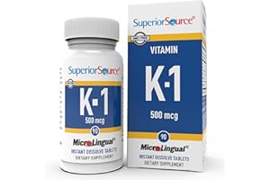 Superior Source Vitamin K1 500 mcg - Bone Strength & Health Support Supplement - Vitamin K Supplement Aids Blood Health & Calcium Absorption - 100 Sublingual Dissolving Tablets