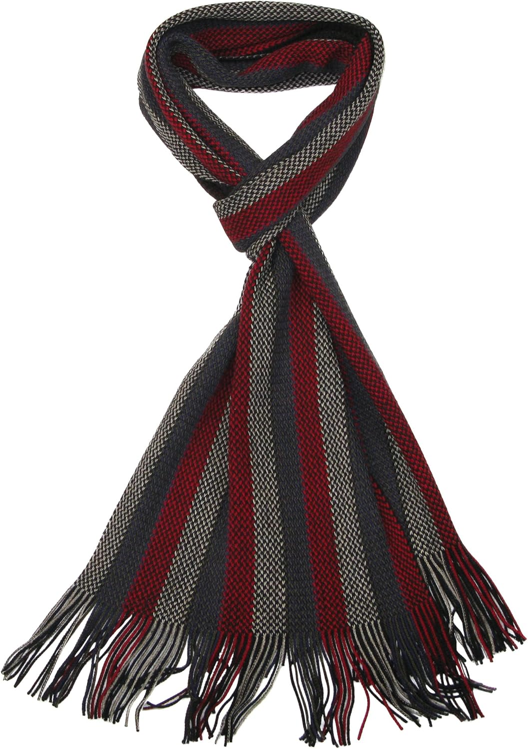 Winter Scarf for Men Red Brown Black Striped Knitted Mens Scarfs