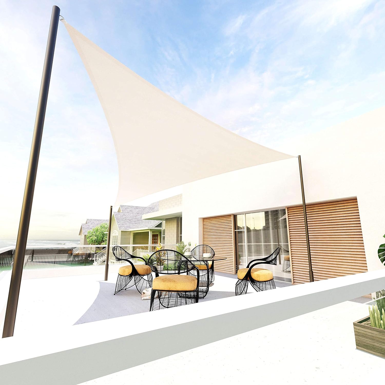 LVAND Upgrade Shade Sails Triangle 12'x 12'x 12' UV Block Awning Canopy for Patios Outdoor Backyard Garden Playground