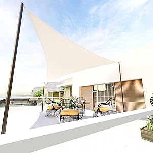 LVAND Upgrade Shade Sails Triangle 12'x 12'x 12' UV Block Awning Canopy for Patios Outdoor Backyard Garden Playground