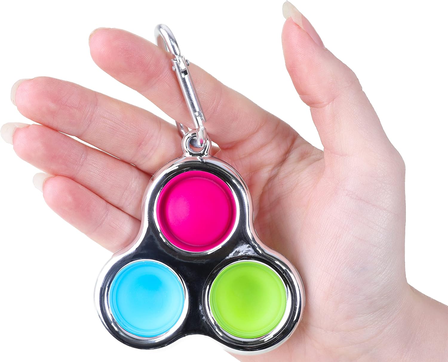 Toyland® Push Bubble Pop Bubble Sensory Fidget Keychain Toy - Lots To Choose From (SILVER) - Image 4