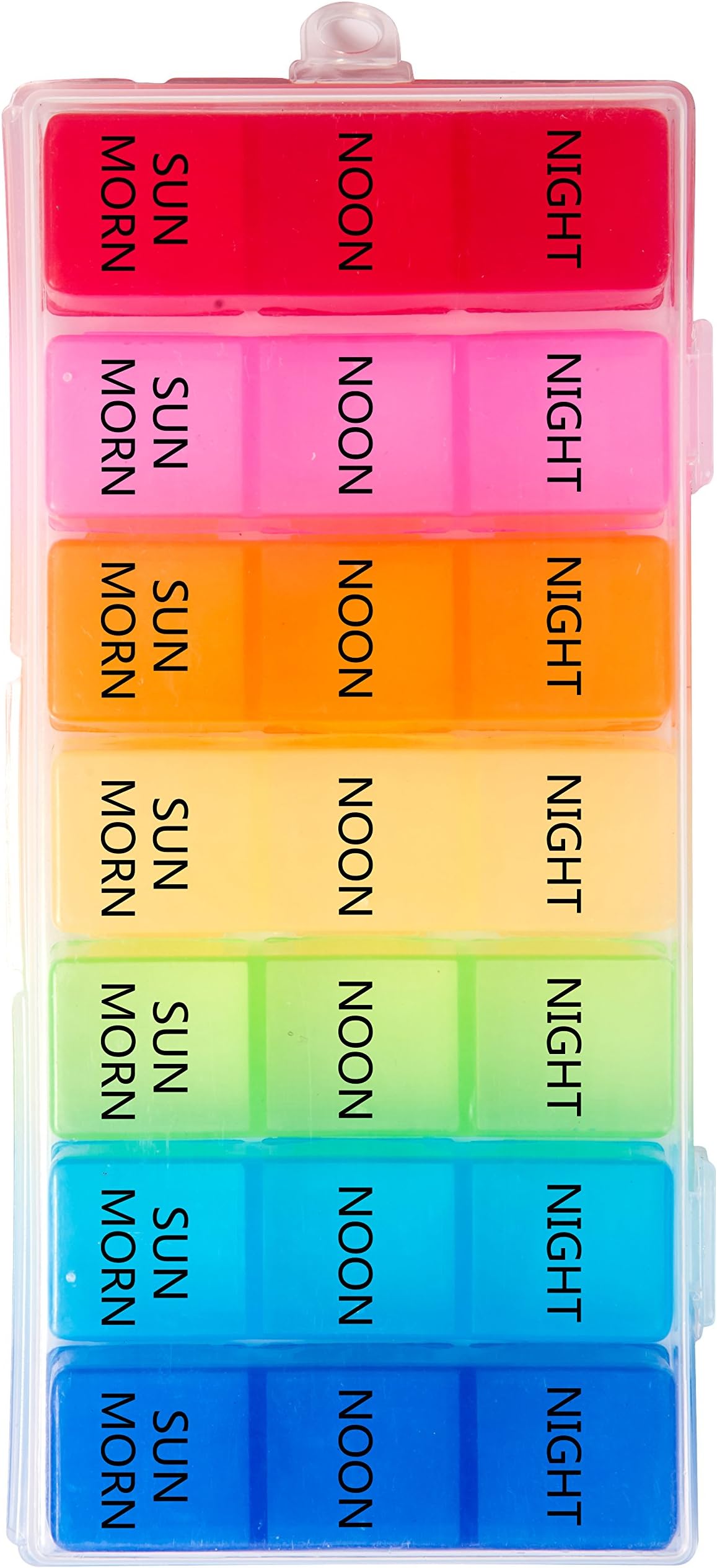 PuTwo Pill Box 7 Days 21 Compartments Medicine Organiser BPA Free Pill Organisers with Large Capacity Medicine Box Weekly Portable for Vitamin Fish Oil Supplements Medication - Multicolour