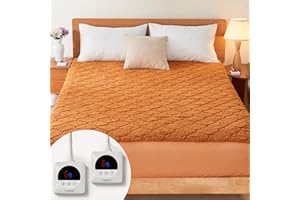 HelaSnug Electric Heated Mattress Pad 78x80IN King Size Heating Mattress Pad Warmer Dual Controllers Deep Pocket 6 Heat Setti