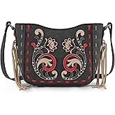 Montana West Western Crossbody Bags for Women Embroidered Vintage Floral HandBag With Tassels