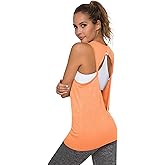 Laughido Womens Open Back Workout Tops Athletic Yoga Vests Backless Sleeveless Tank Tops