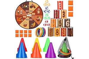 HyDren 58 Pcs Thanksgiving Toss Game Set Knock Down Can Game Fall Bean Bag Toss Game Plastic Cones Ring Toss Game for Adults Indoor Outdoor Yard Lawn Games Party Favors Supplies