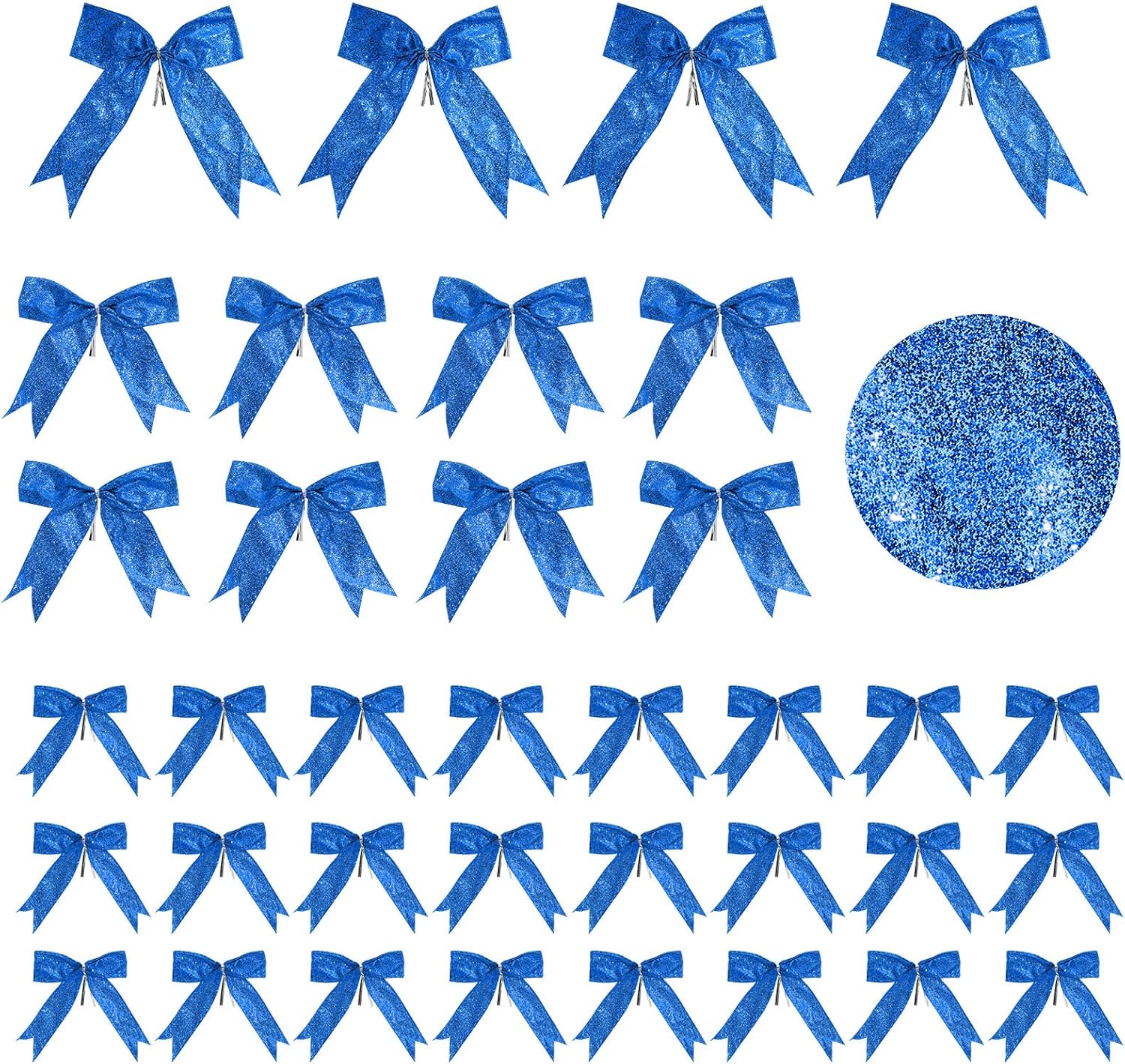 Bows & Ribbons - Waydress 36 Pieces Bow Decor, Christmas Tree Bow Ornament, Glitter Ribbon Bowknot for Wreath Garland, Party Crafts Home Decoration, 3 Sizes 4.3 x 4.7 Inch, 5.1 x 5.5 Inch, 6.3 x 6.7 Inch (Royal Blue)
