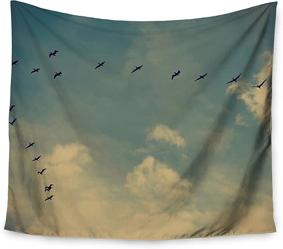 Kess interno de 68 x 80 pulgadas Robin Dickinson"Pterodactyls azul