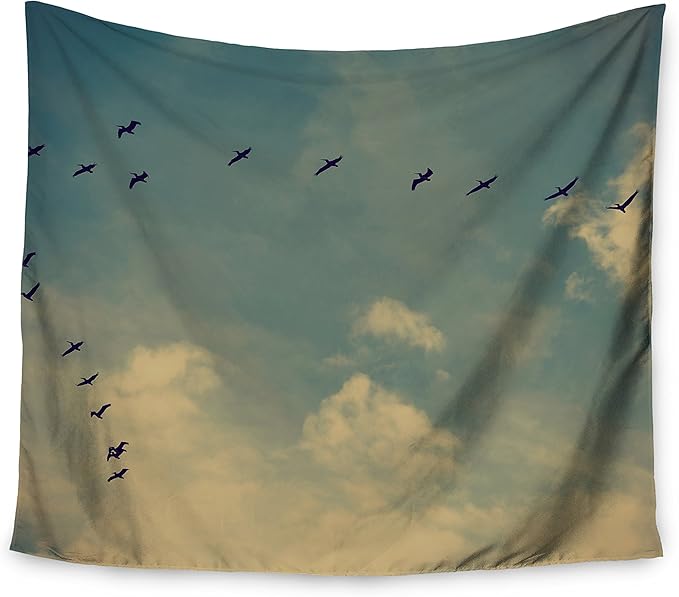 Kess interno de 68 x 80 pulgadas Robin Dickinson"Pterodactyls azul